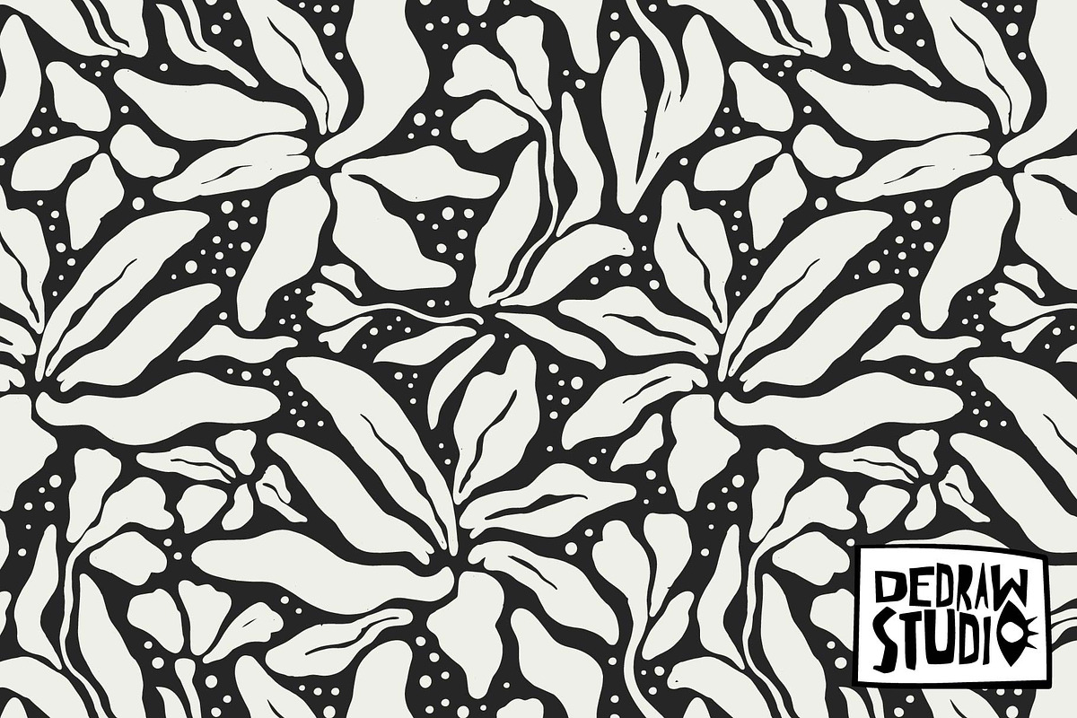 Black and White Floral Pattern, a Pattern Graphic by Dedraw Studio (Photo 1 of 3)