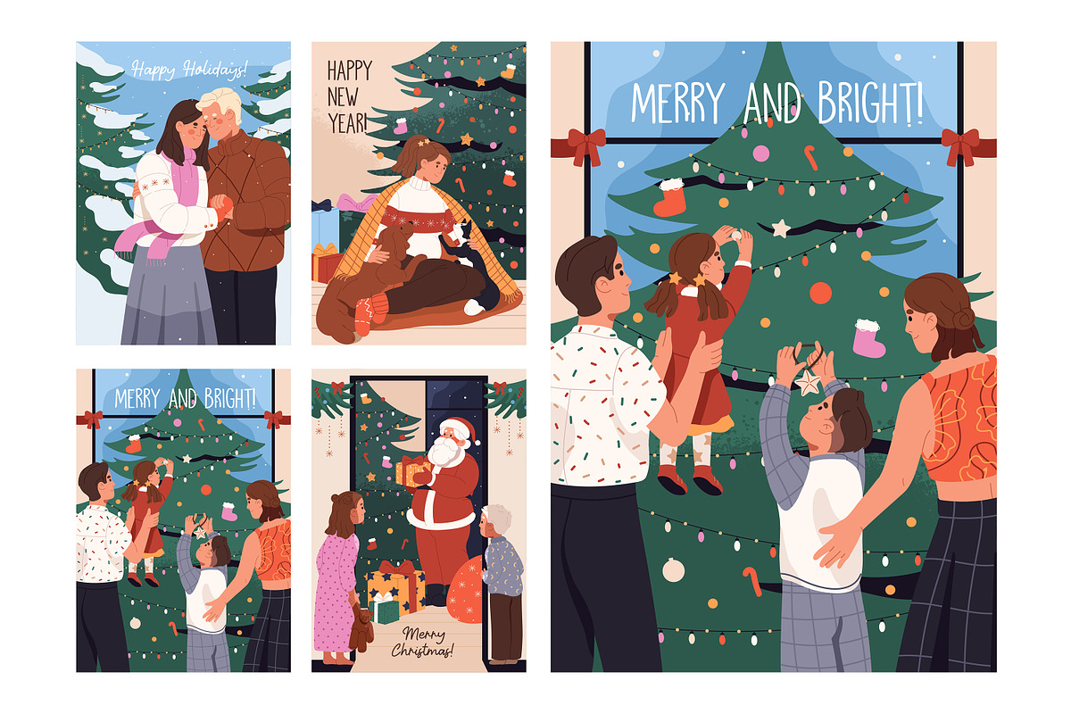 People on Christmas, New Year cards, a Person Illustration by PaperTrident (Photo 1 of 3)