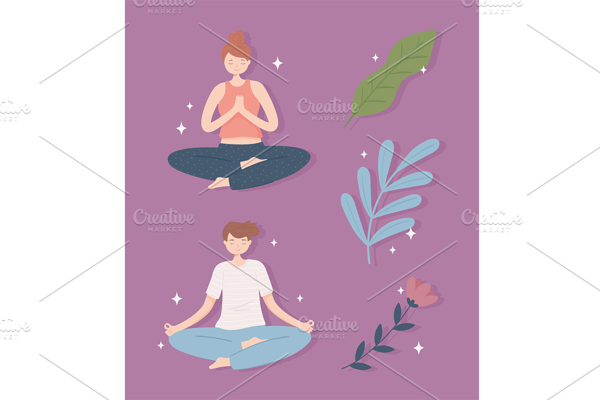 people meditating yoga, a Person Illustration by studiogstock