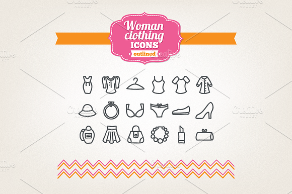 Hand drawn woman clothing icons preview 2