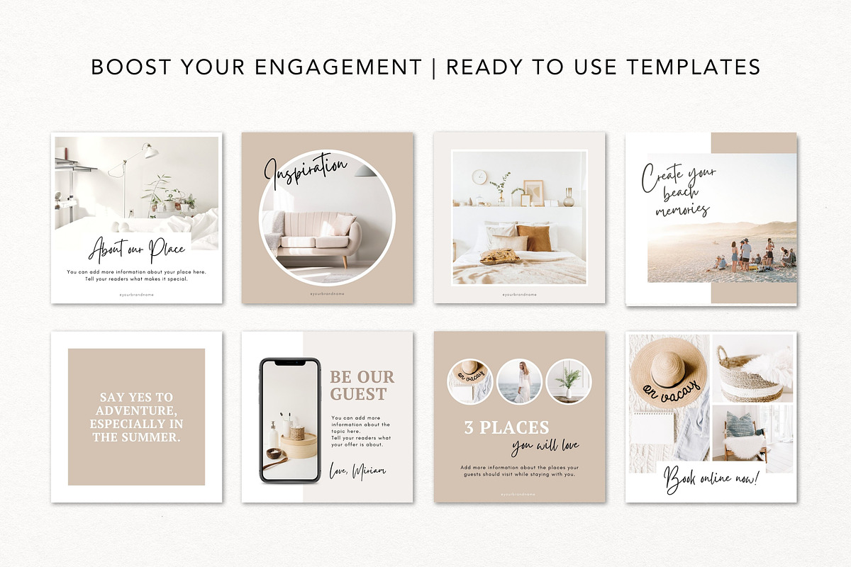Airbnb Instagram Templates Canva, a Social Media Template by DeeBeeDesign (Photo 3 of 10)