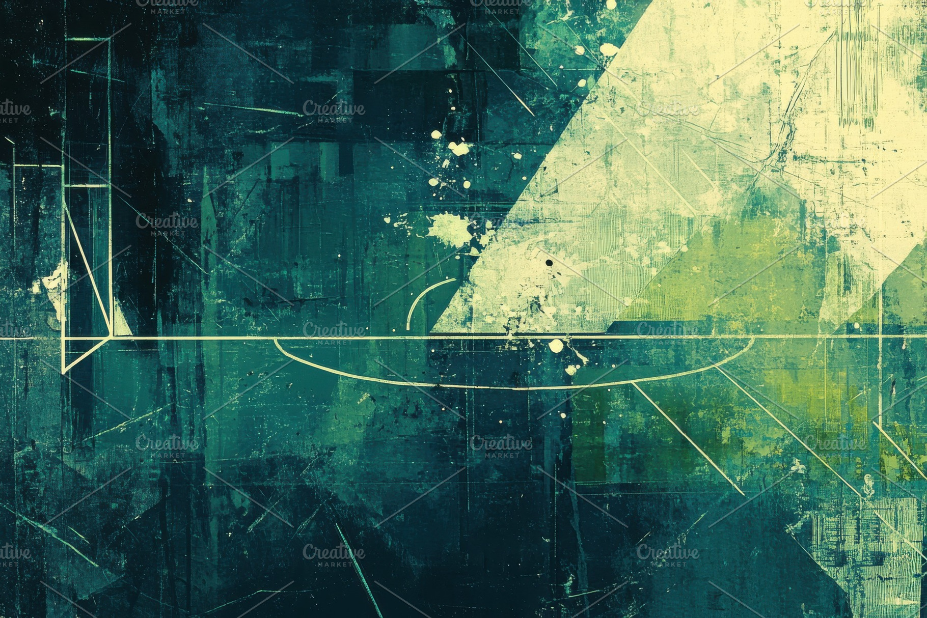 Abstract grunge art teal green beige, a Photo by Pixeness Studio