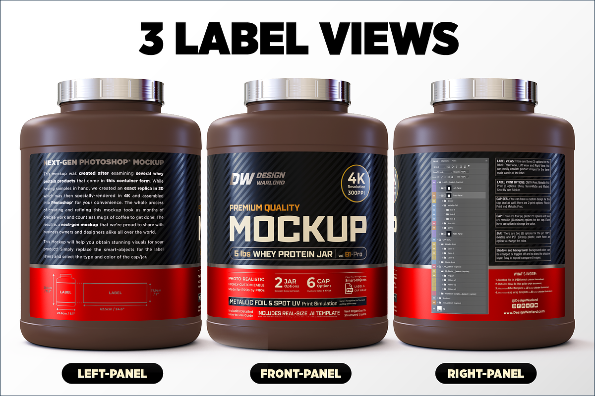 5lb Whey Protein Jar Mockup B1-Pro, a Packaging Mockup by Design Warlord (Photo 6 of 16)