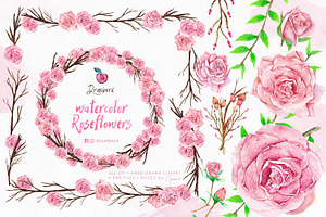 Roses Watercolor floral frames 028