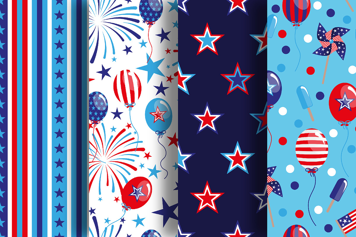 Seamless American Party Patterns, a Pattern Graphic by Iryna Denysova (Photo 7 of 13)