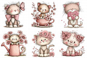 Whimsical Spring Cats Clipart, an Illustration by Daily.Designs (Thumbnail 4 of 6)