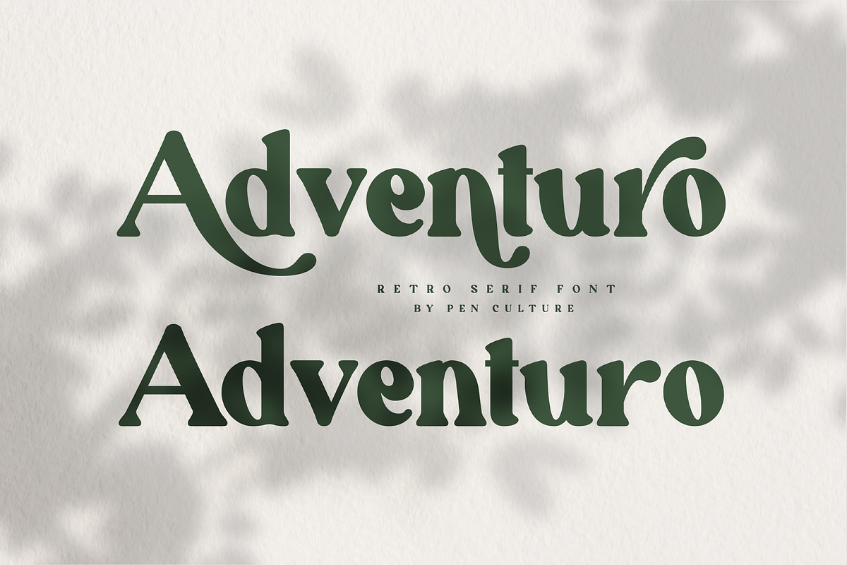 Adventuro – Retro Serif Font, a Serif Font by Pen Culture (Photo 1 of 12)