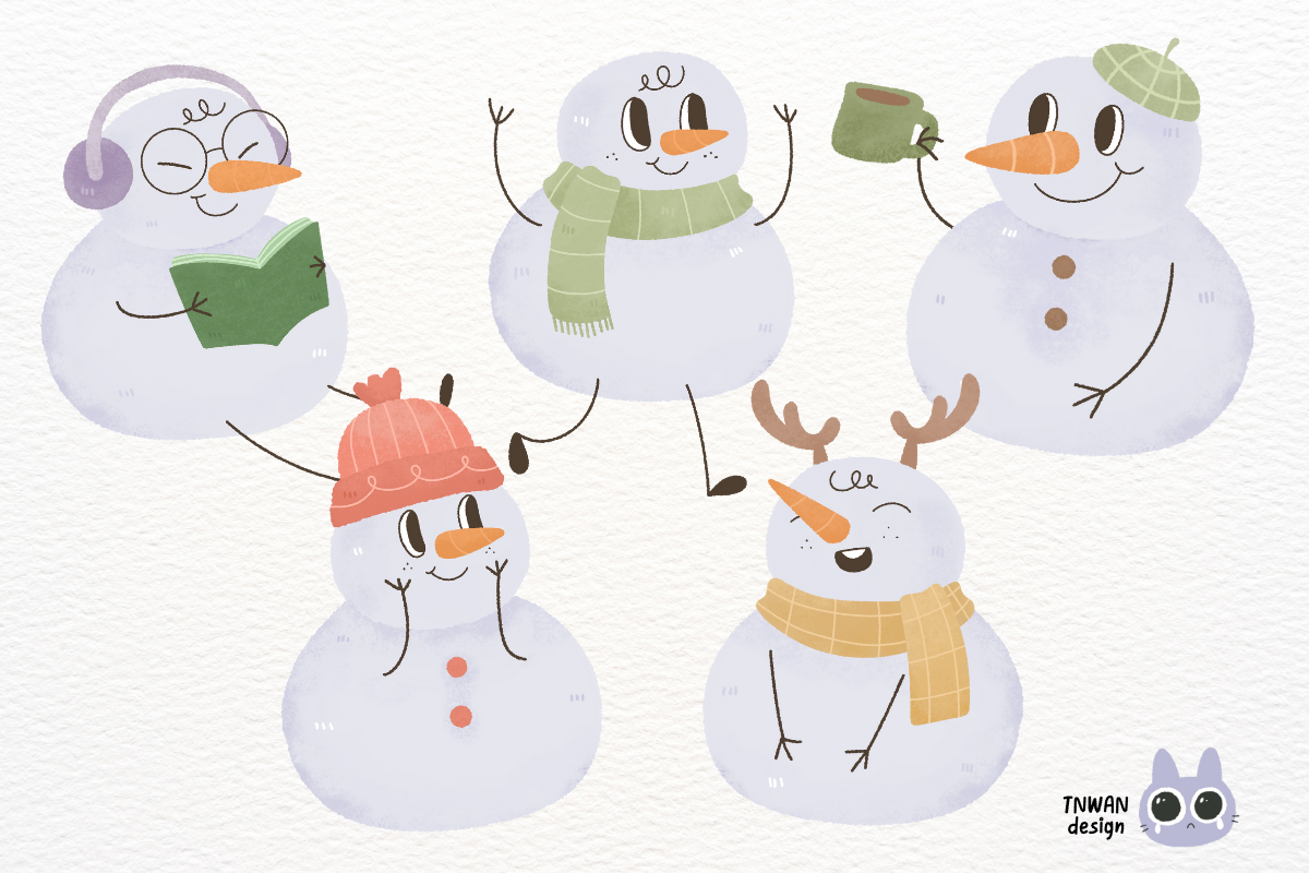 Snowman Christmas Watercolor clipart, an Illustration by TNwan (Photo 2 of 5)