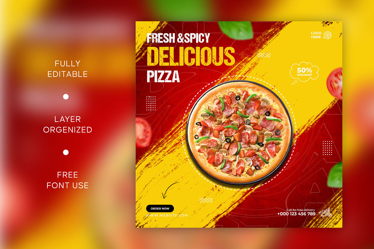 Food social media post template, a Social Media Template by Motaleb Hossain