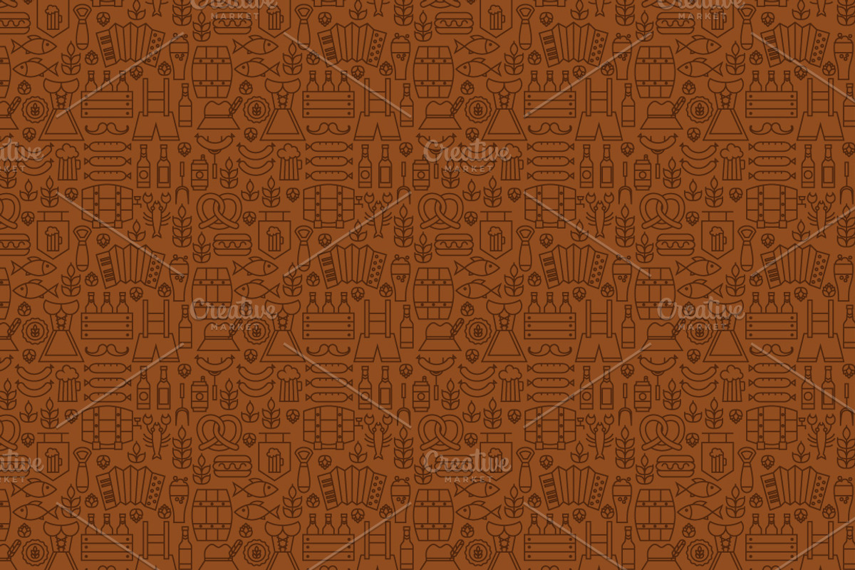 Oktoberfest Beer Line Patterns, a Pattern Graphic by Anna_leni (Photo 3 of 7)