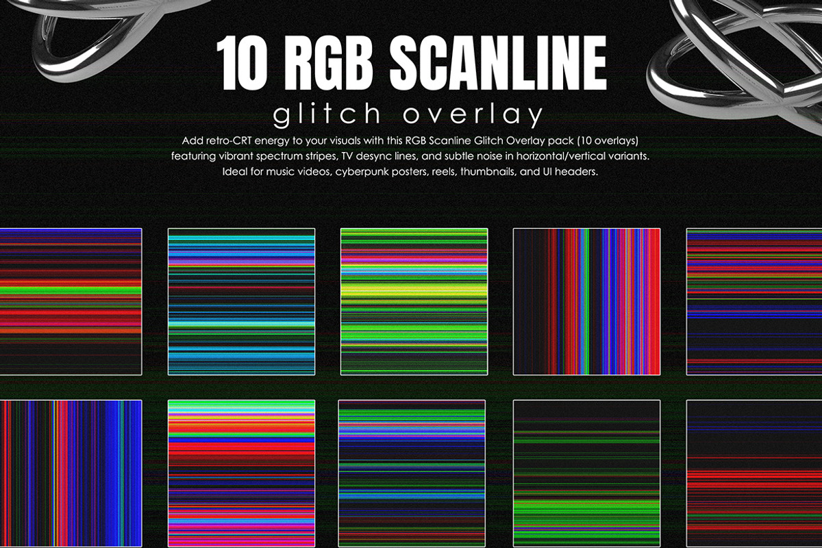 10 RGB Scanline Glitch Overlay, a Background Graphic by Pitchlook.Studio