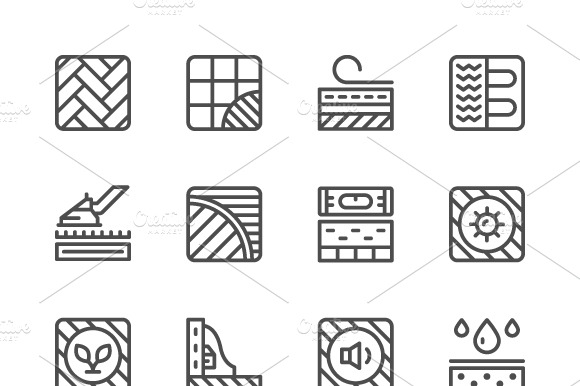 Set Line Icons Of Floor
