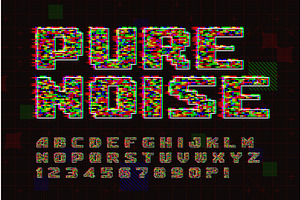 Glitched Colorful RGB Dots Alphabet