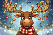 Moose Christmas Card, an Animal Illustration by Sharon Schwalbe (Thumbnail 3 of 3)