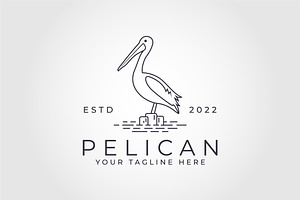 Pelican Line Art Logo Illustration