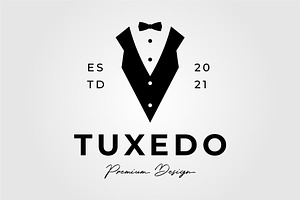 tuxedo suit and bow tie logo vector, an Illustration by Rizkaarishandy_shop