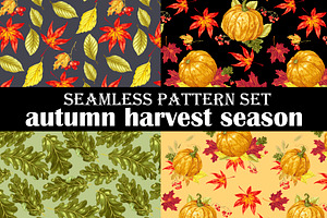 Set Of Autumn Harvest Season Pattern