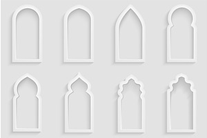 3D White Arabic Islamic Arch Frames, an Object Illustration by Lemberg Vector