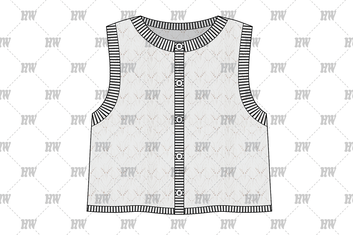 Pointelle Sweater Vest Fashion Flat, a Shirt Mockup by haydenwentworth (Photo 2 of 3)