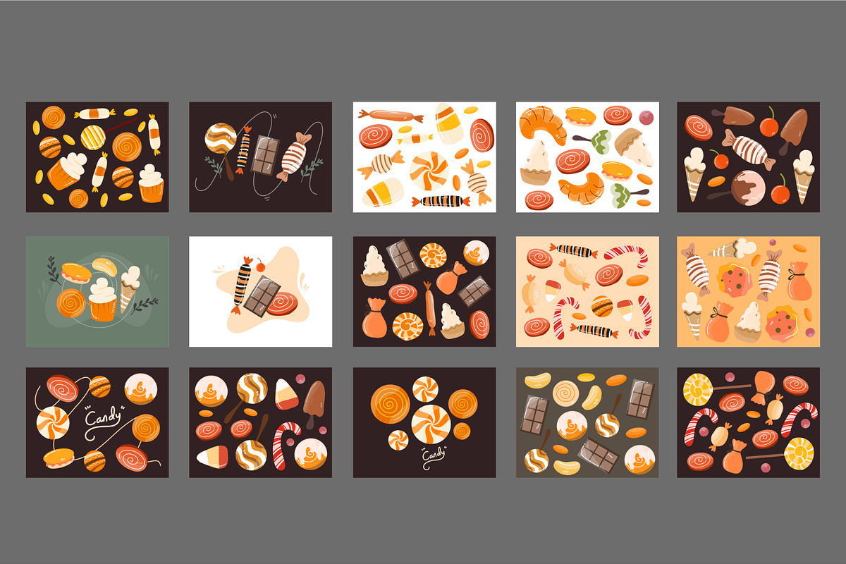 Cute candy bundle set vector, a Food Illustration by foxndeer (Photo 2 of 4)