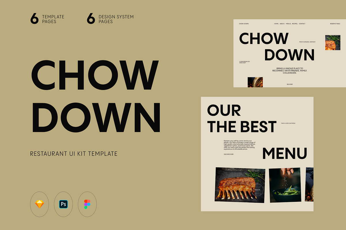 Chow Down | Restaurant UI KIT, a Landing Page Template by Skolastika Phoebe (Photo 1 of 5)