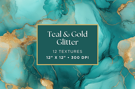 Teal & Gold Glitter Textures