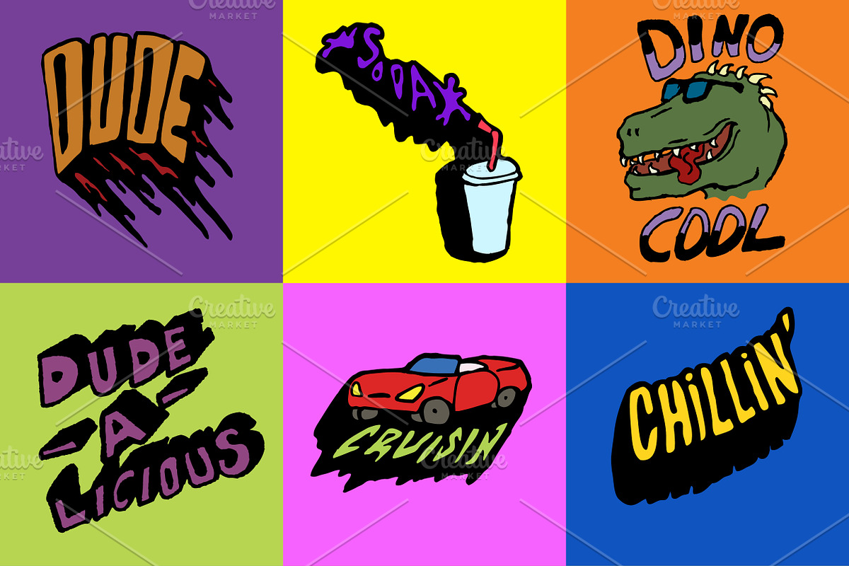 21 Vector Illustrations-Dope & Retro, an Illustration by Osheyack (Photo 5 of 5)