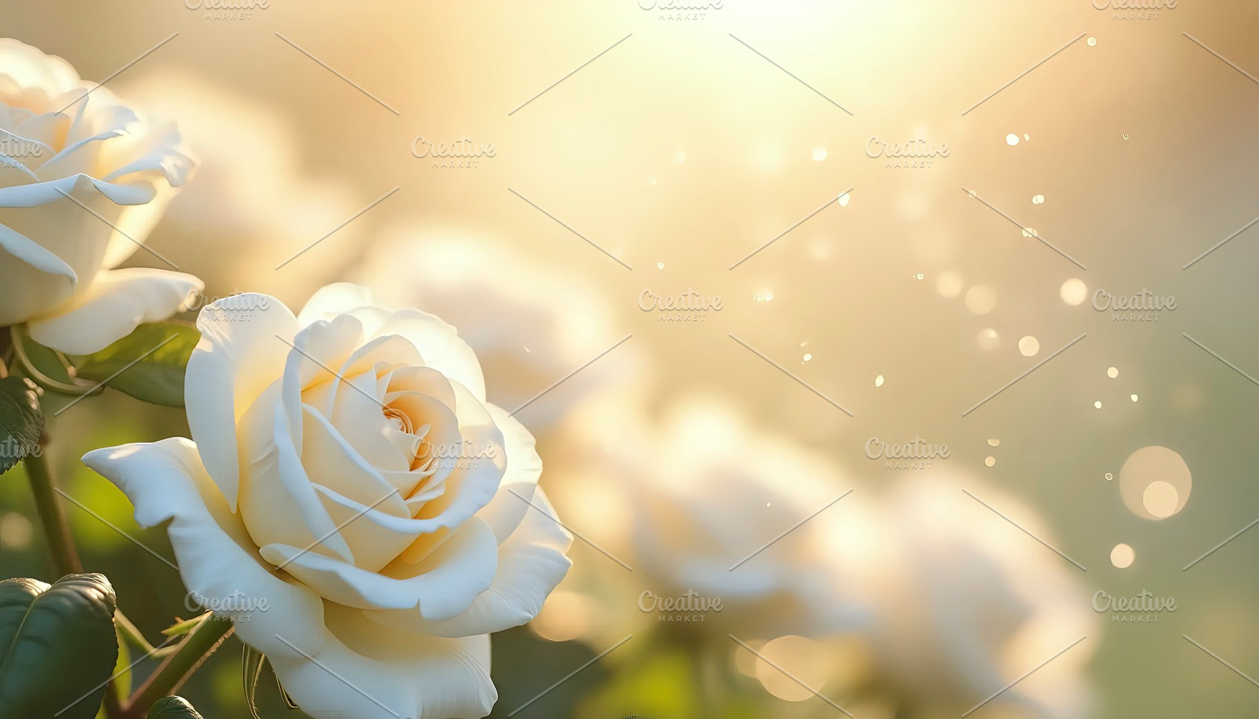 White Rose Floral Background with Bl, a Photo by LOGOCREATIVE
