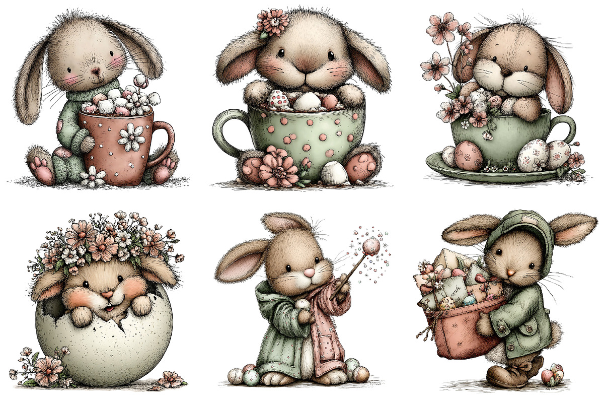 Quirky Easter Bunny Clipart, an Illustration by Dream Creation (Photo 6 of 6)