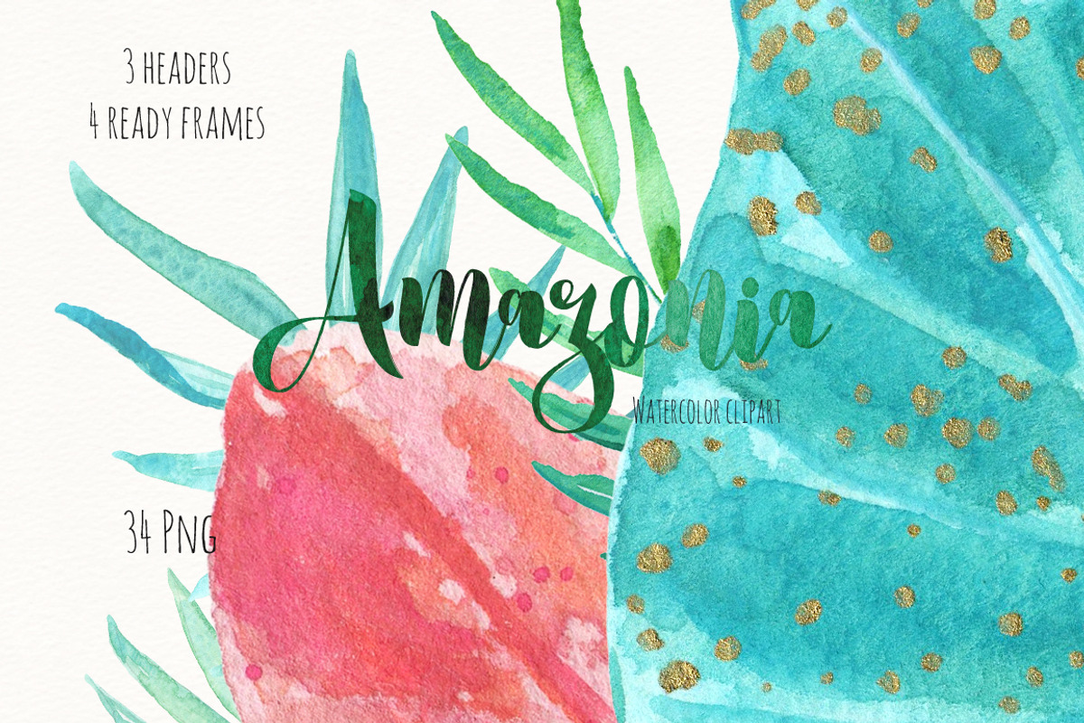 Tropical leaves. Amazonia gold, a Decorative Illustration by LABFcreations (Photo 2 of 8)