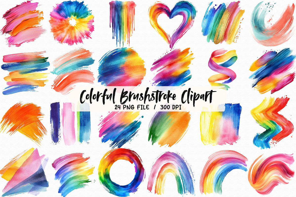 Watercolor Colorful Brushstroke Clip, an Illustration by Libby Wishes (Photo 1 of 5)