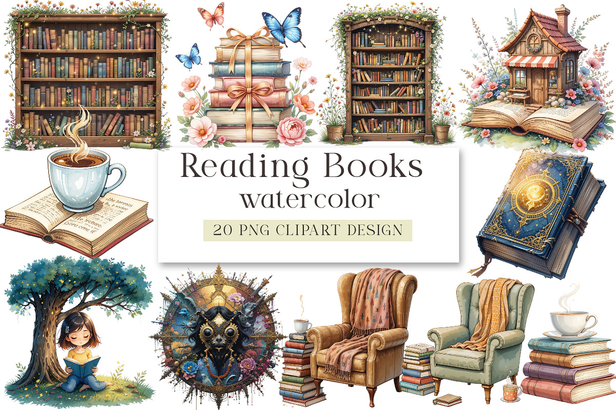 Reading Books Sublimation BundleRead, an Illustration by DreamArtGraphic (Photo 1 of 4)
