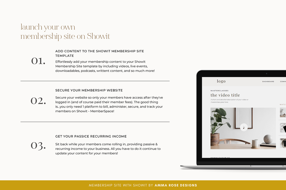 Showit Membership Website Template, a Websites & App Template by ammarosedesignsllc (Photo 5 of 9)