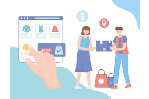 online shopping market, a Person Illustration by studiogstock