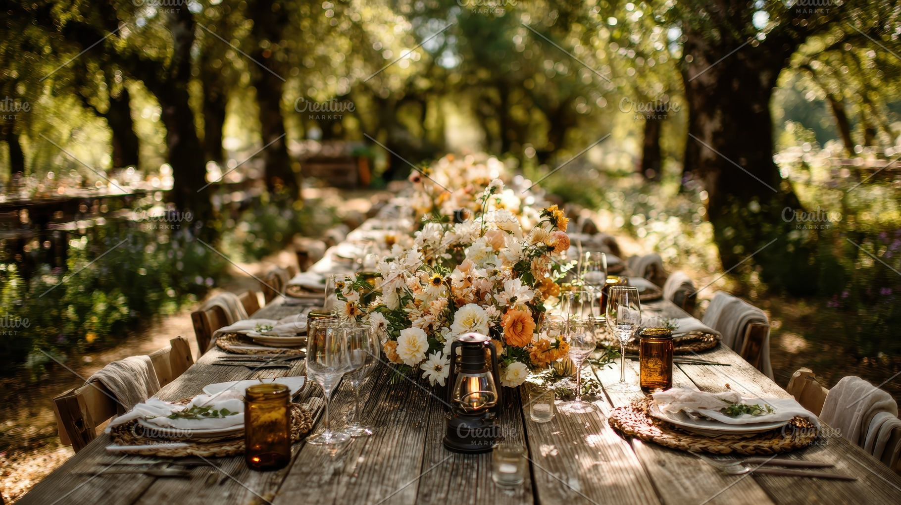 Rustic outdoor wedding reception tab, a Photo by Pixeness Studio