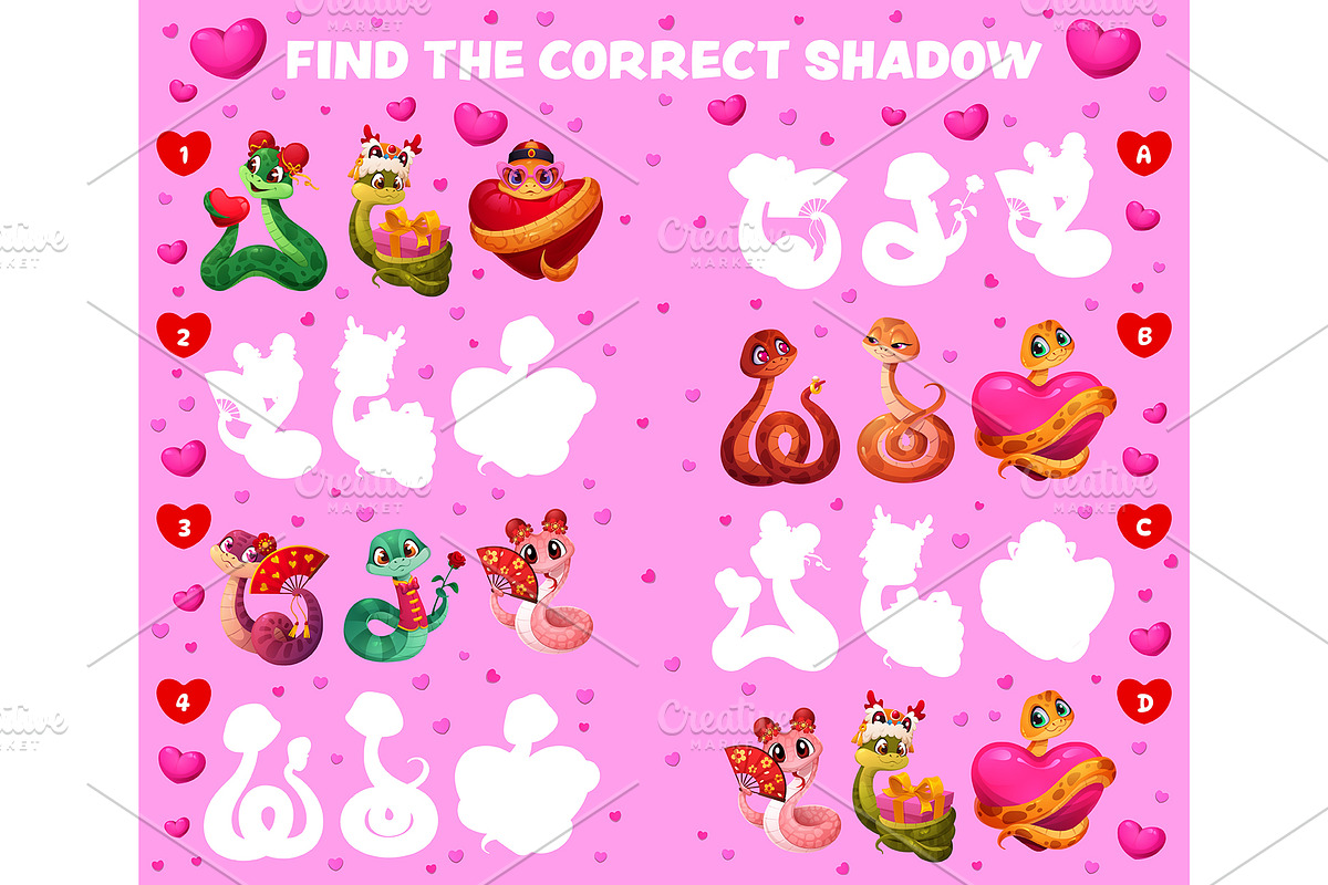Find the correct shadow of valentine, an Illustration by Buch&Bee (Photo 1 of 3)