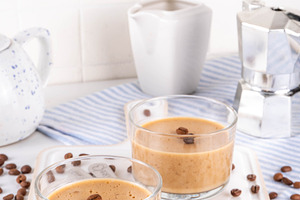 Italian coffee latte mousse dessert, souffle or pudding, a Food & Drink Photo by Rimma