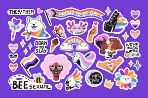 LGBTQ sticker pack set + patterns, a Graphic by PaperTrident