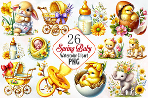 Spring baby clipart, an Illustration by RobertsArt