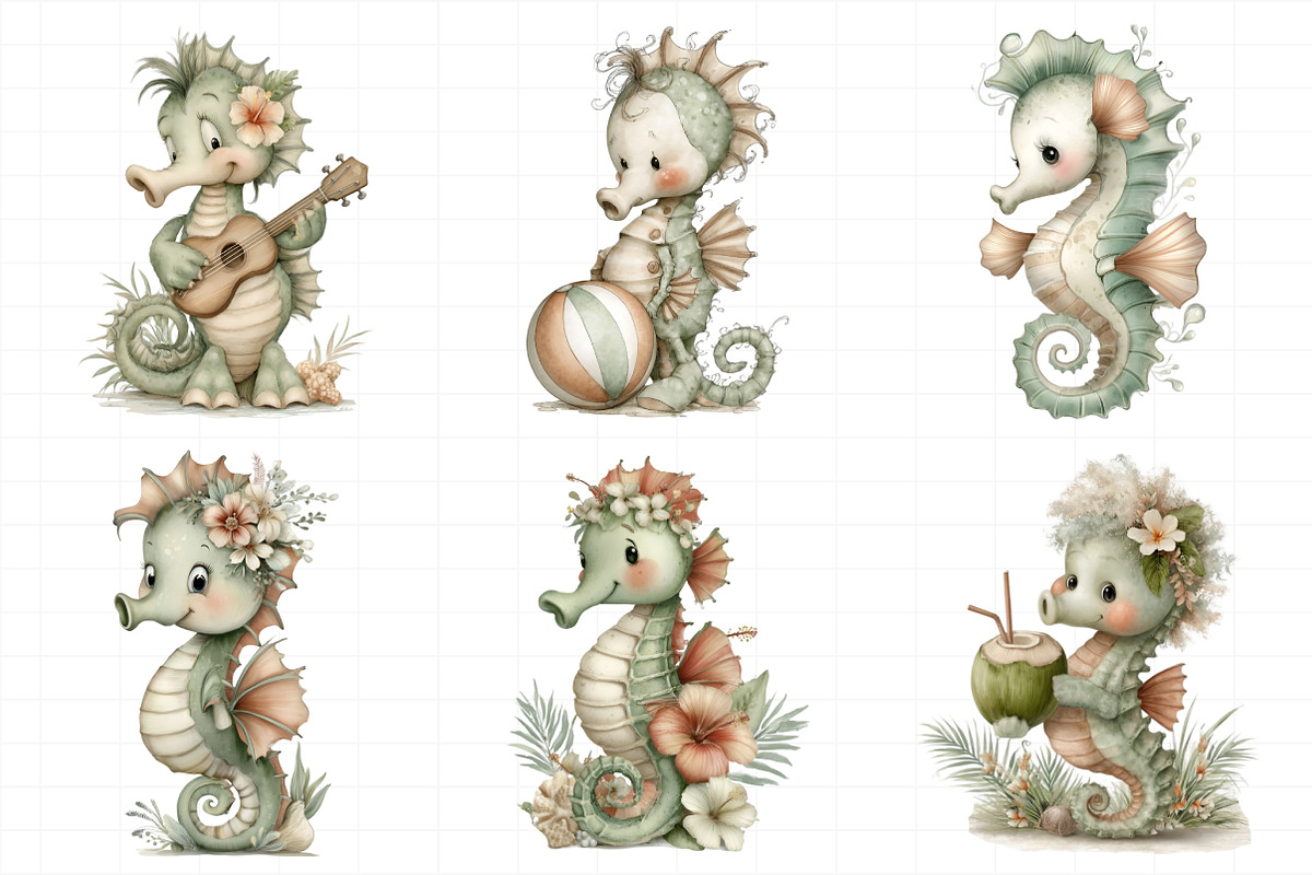 Summer Funny Seahorse Clipart, an Illustration by Daily.Designs (Photo 4 of 8)