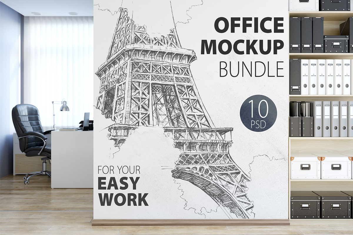 OFFICE Wall Mockup Bundle, a Print Template by Yuri-U (Photo 1 of 15)
