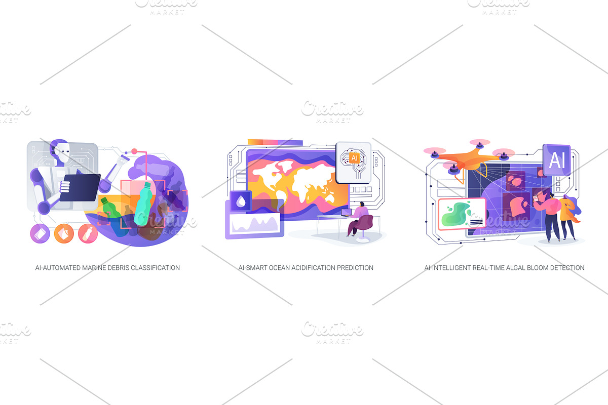 AI Tools for Ocean Health abstract, a Technology Illustration by Visual Generation
