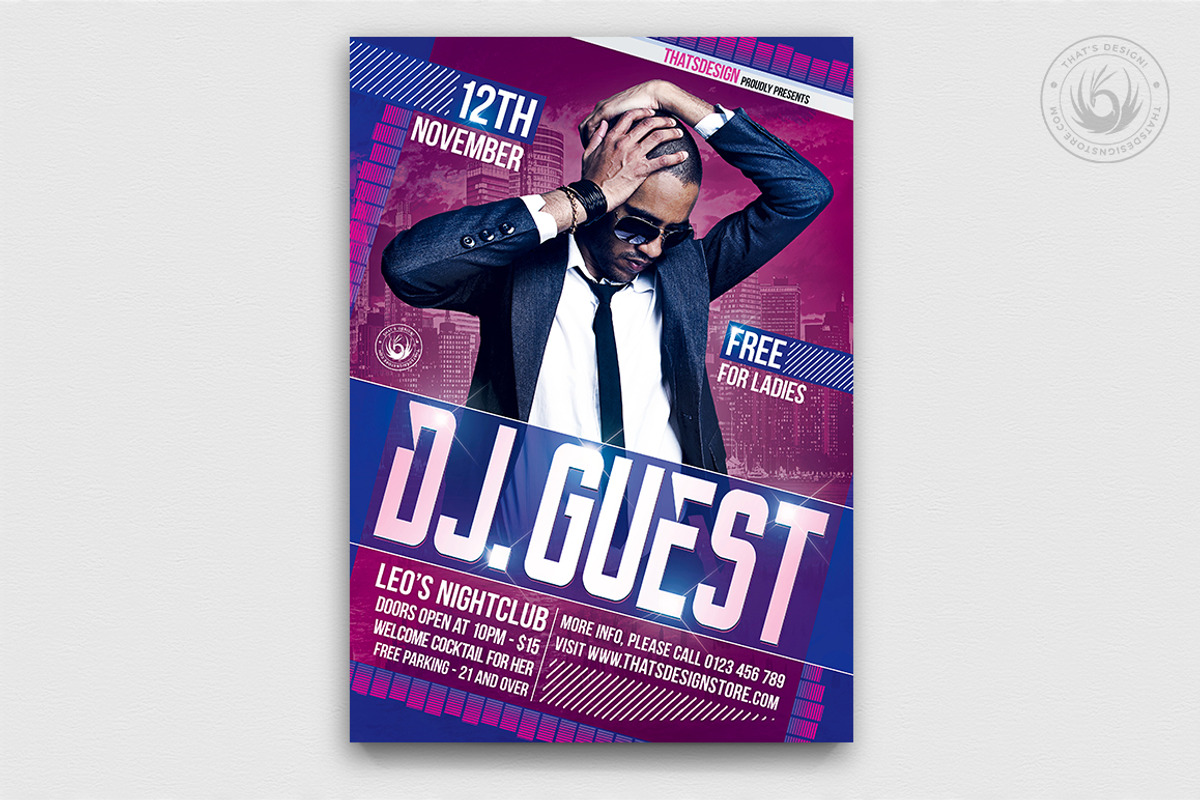 DJ Guest Flyer Template V1, a Poster Template by ThatsDesignArt (Photo 1 of 8)
