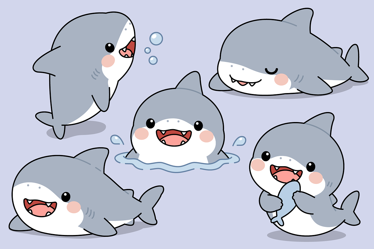Baby Shark Cartoon Character Set, an Animal Illustration by Artpon Illustration (Photo 2 of 3)