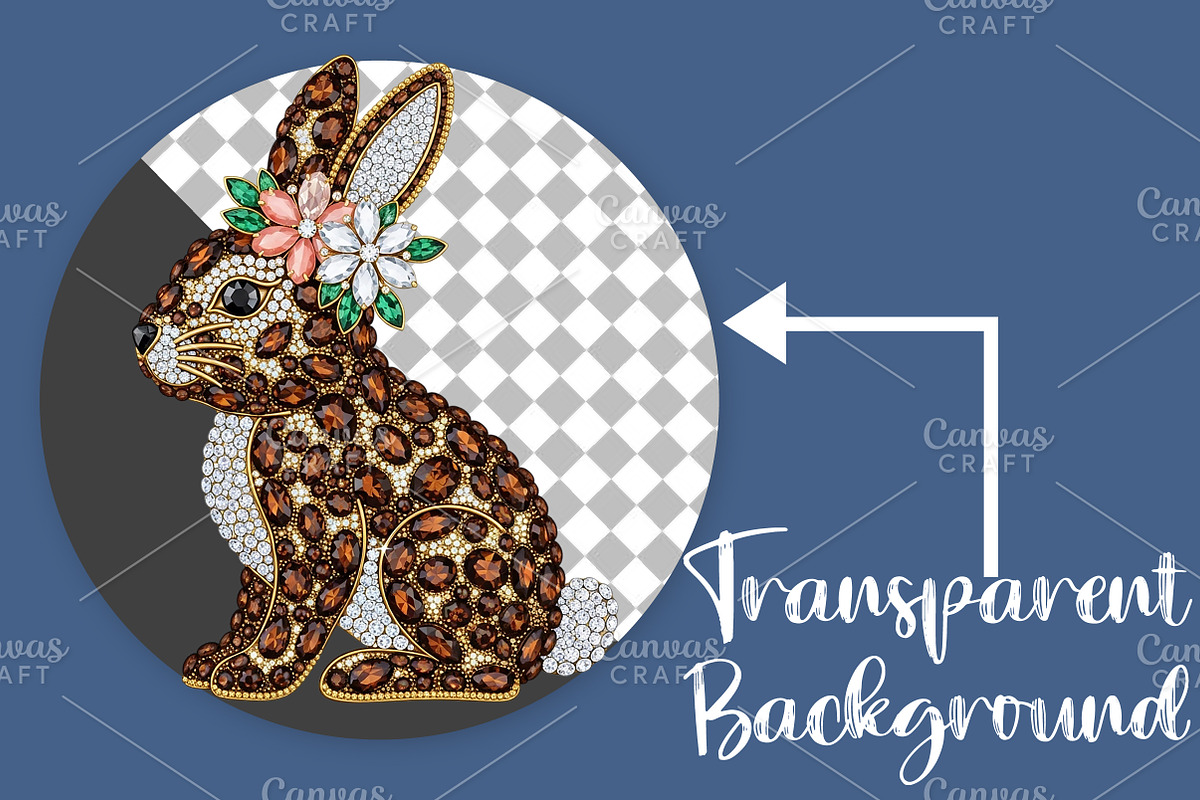 Rhinestone Easter Bunny PNG, an Illustration by Canvas Craft (Photo 2 of 6)