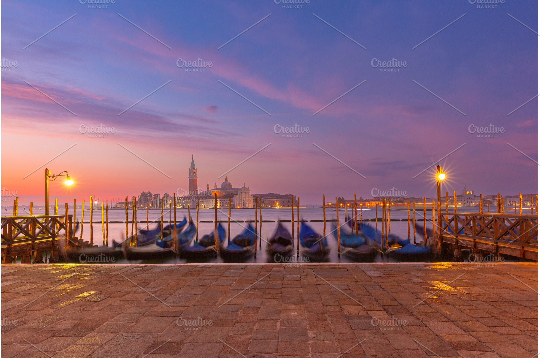 San Giorgio Maggiore and gondolas at, an Architecture Photo by kavalenkava