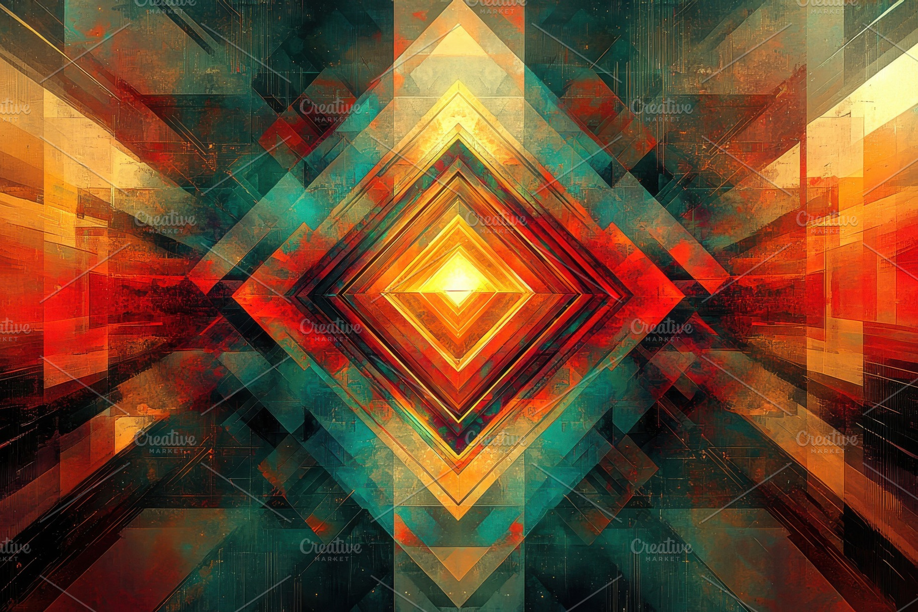 Abstract Geometric Art Warm and Cool, a Photo by Pixeness Studio