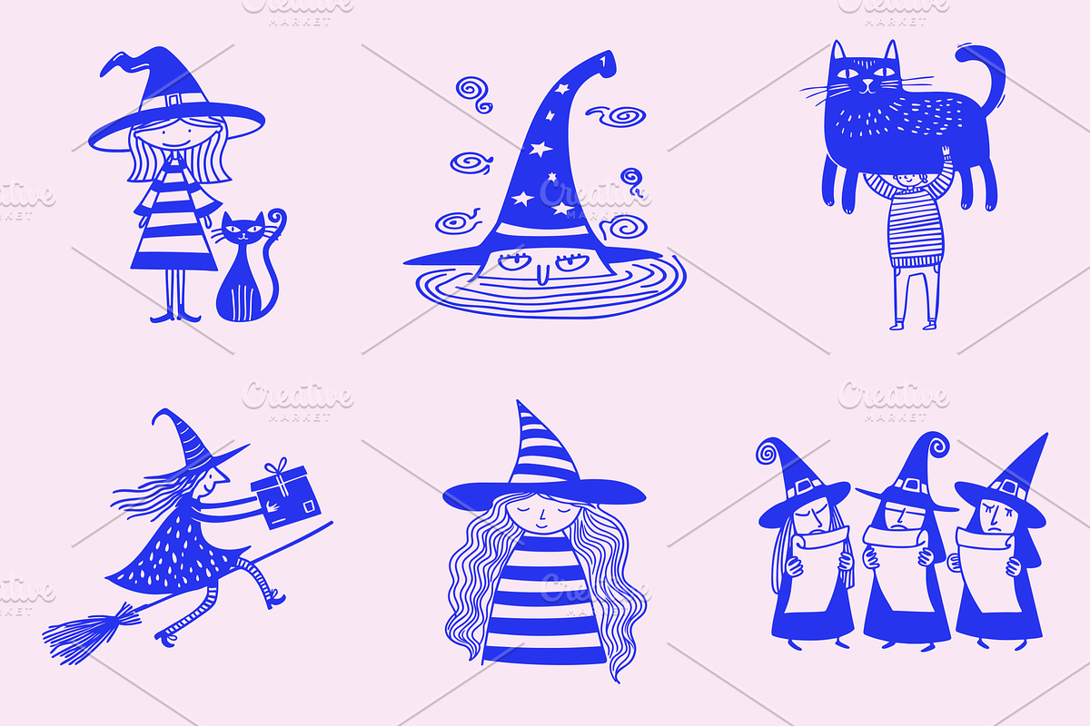 Halloween Witch Characters Set, a Person Illustration by Danil Polshin (Photo 1 of 6)