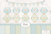 Pastel Owls, Banners and Papers, an Animal Illustration by Amanda Ilkov (Thumbnail 1 of 3)