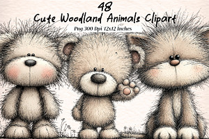 Cute Woodland Animals Clipart, an Illustration by Digital Artistic99